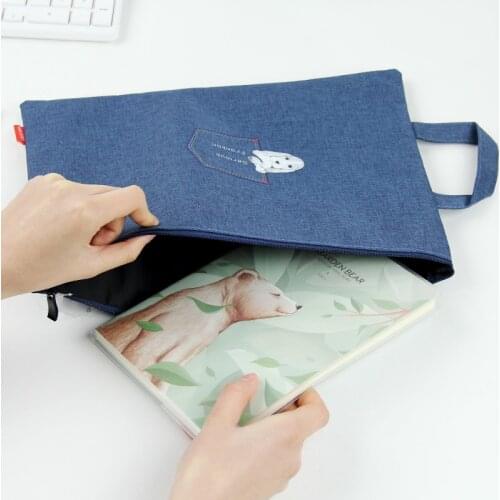 New Material Cationic Fabric Zipper Handbag Documents Bag With Handle For Students A4 330X235mm Paper File Bag Deli 72445