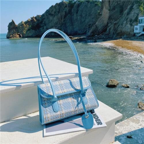 Summer Womens Top Handle Shoulder Bag Vintage Plaid Female Underarm Bags Luxury Designer Ladies Tote Handbags Clutch Purses
