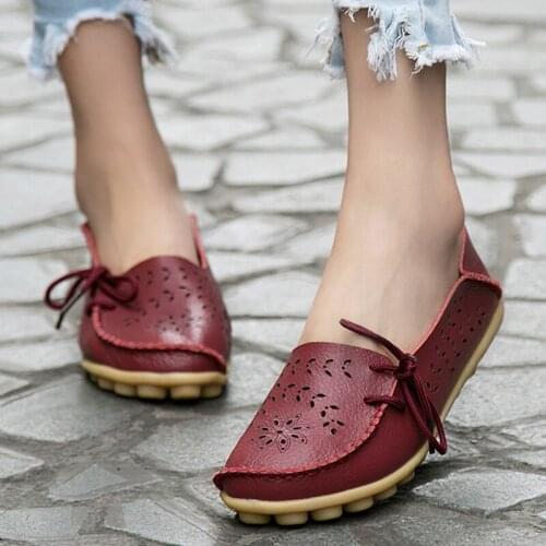 UrButifo Summer Genuine Leather Shoes Woman Fashion Shoes Casual Women Top Quality Cut Out Loafers Shoes Chaussures Femme
