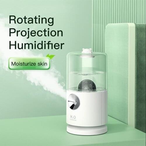 Rotate Projection Humidifier Wireless USB Portbale Aroma Diffuser 2000mAh Battery Rechargeable Umidificador with Soft Light