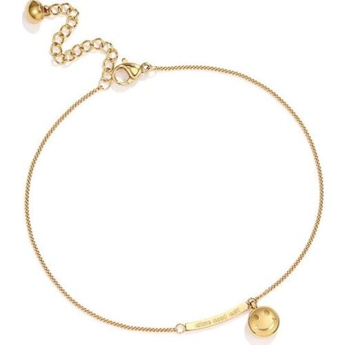 Smiley ins high-end light luxury anklet bracelet smiley anklet womens foot chain beach leg bracelet boho jewelry