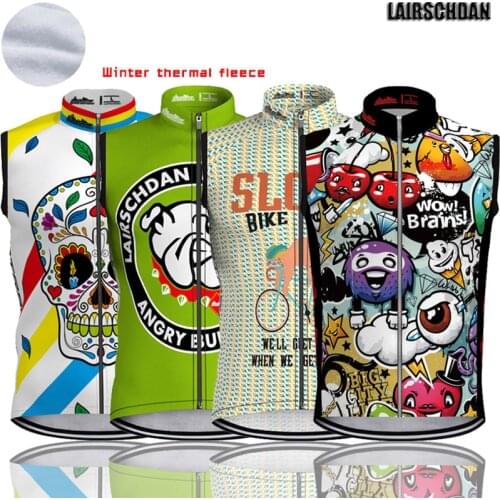 LairschDan funny mens winter thermal bicycle sleeveless cycling jersey fleece bike vest 2021 mtb ​camiseta sin mangas ciclismo
