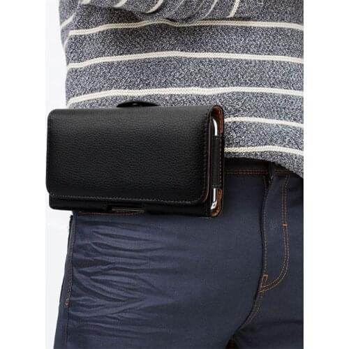 PU Leather Horizontal Waist Belt Clip Pouch Phone Bag Holster Protective Case on for Men