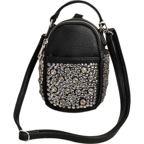 2018 Multifunctional Women Handbag Mini Bag Chic Rivet Florals PU Leather Crossbody Messenger Bags For Girls Ladies Shoulder Bag