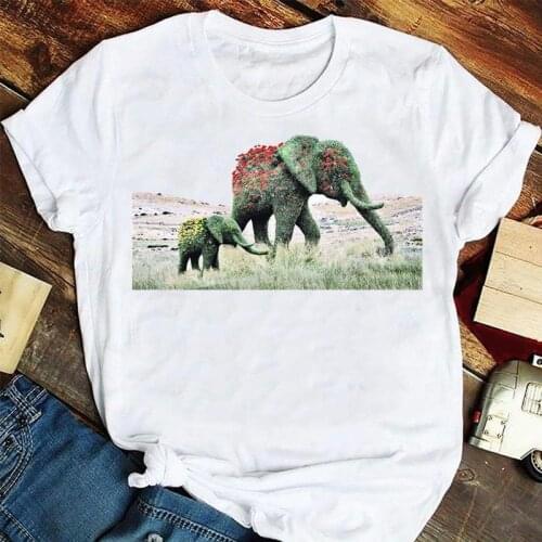 Women Fashion 90s Kawaii Elephant Animal Cartoon Summer Tshirts Fashion Clothes Graphic T Top Lady Print Female Tee T-Shirt