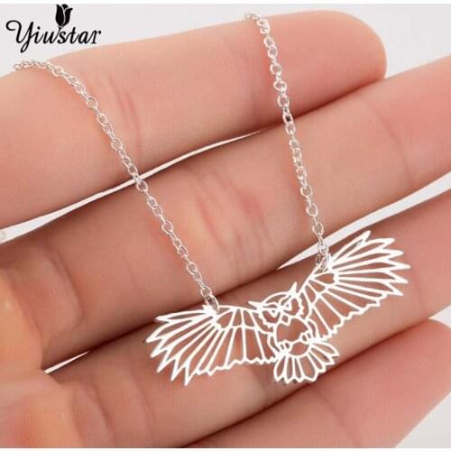 Yiustar Generous Owl Necklace Animal Jewelry Geometric Necklace Bird Shape Stainless Steel Necklace Choker for Women Fine Bijoux