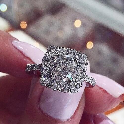 CAOSHI Aesthetic Bridal Wedding Ring Dazzling Crystal Delicate Elegant Lady Engagement Accessories Promise Ring Timeless Jewelry