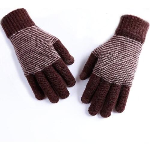 Winter Autumn Men/women Knitted Gloves Touch Screen High Quality Male Thicken Warm Solid Gloves Men