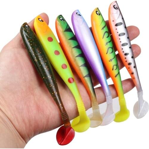 1 Pcs Soft Lures 10g 12.5cm Fishing Lure Wobblers Double Color Aritificial T Tail Silicone Bait Swimbait Bass Pike Tackle