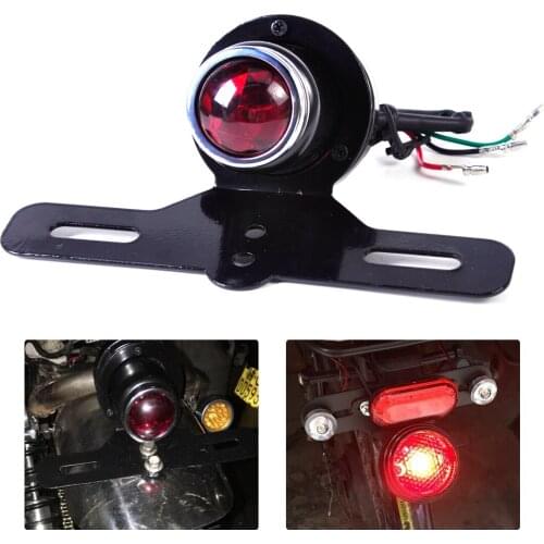 1Pc Motorcycle Rear Tail Brake Light Stop Taillight Motorbike License Plate Bracket Lamp for Chopper Kawasaki Yamaha Bikes