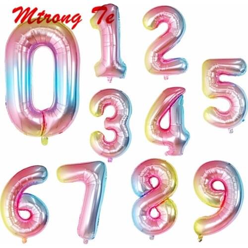 10 50pcs Gradient Color 30inch Foil Number Balloons Birthday Party Decoration Baby Shower Celebration Supplies Air Globe Digital