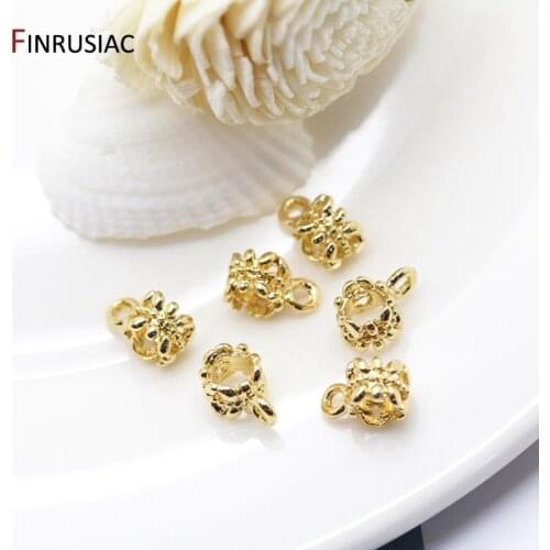 14K Real Gold Plated Bail Beads DIY Bracelet Necklace Pendant Charm Holder Spacer Connector Tube Bails Cord Bails Findings