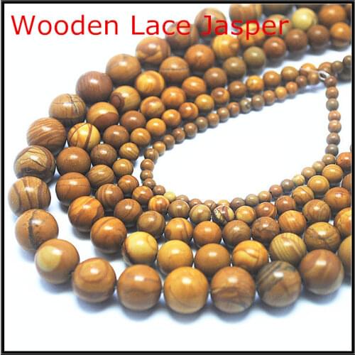 Wholesale nature wooden jasperr stone charms gem stone round ball loose beads fashion diy jewelry beads accessories