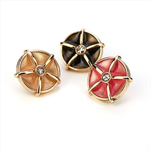 18L 11.5MM Sewing Shank Metal Buttons Crystal Faux Pearl Enamel Button For Skirts Shirts Sweaters Needlework Scrapbooking