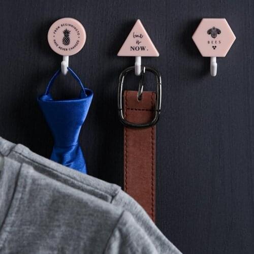 3pcs Geometric Wall Hook Nordic Key Hook Holder Self-Adhesive No Trace Coat Hanger Rack Kitchen Bathroom Organizer Home Decor