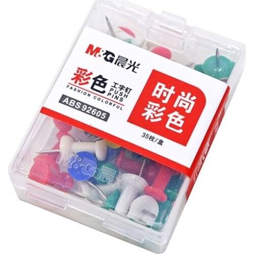 35 Pcs/pack M&G Colored Pushpins Metal Thumb Tacks Map Drawing Push Pins Crafts Office Accessories School Supplies Stationery
