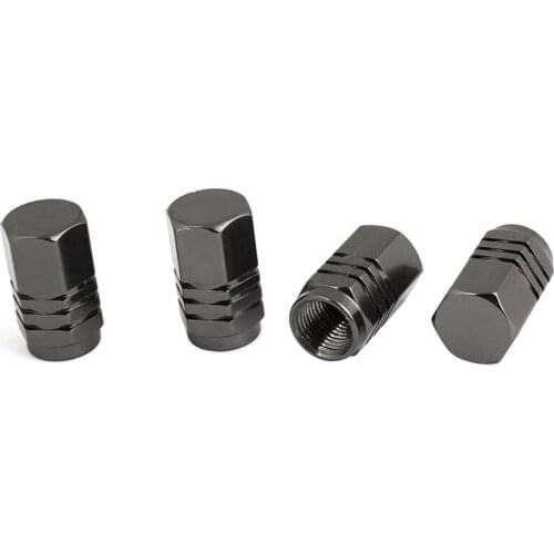 4 Pieces Dark Gray Hexagon shaped Aluminum Alloy Rim Car Valve Plug