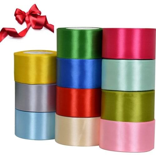 50mm 25 Yards Silk Satin Ribbon Wedding Decorative Ribbons Gift Wrap DIY Handmade Materials Silk Satin Ribbon 21 Color Choose