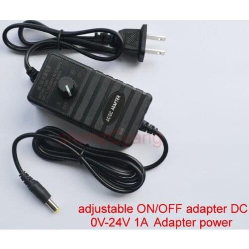50PCS adjustable ON/OFF adapter DC 0V-24V 1A Adapter of voltage3V/4.5V/5V/6V /9V /13.5V/15V 18-24V 1A 24W power supply adatper