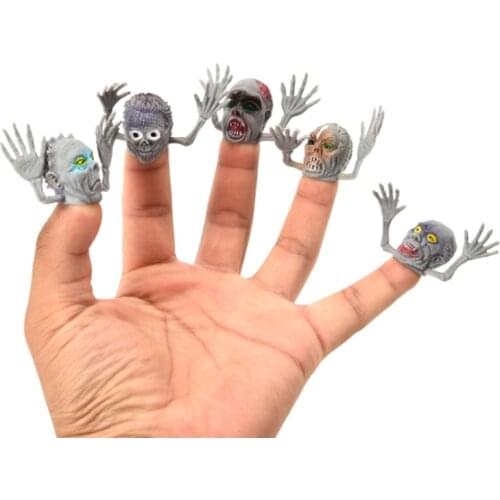 6pcs Little Monster Finger Puppets Toy Mini Ghost Head Zombie Telling Story Puppets Hand Toys Halloween Interactive Gift For Kid