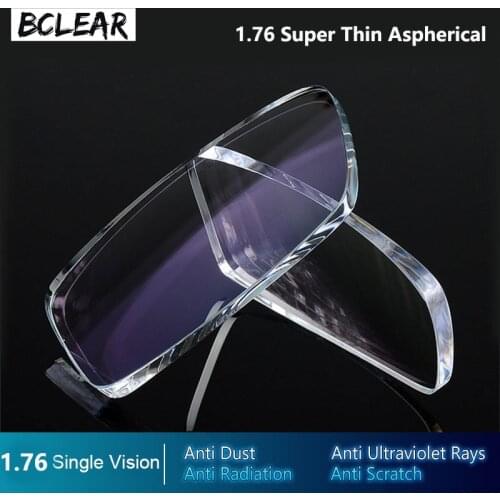 BCLEAR 1.76 Aspherical Lenses High Index Super Thin Optical Prescription Lenses Myopia Glasses HMC EMI Anti-UV Single Vision