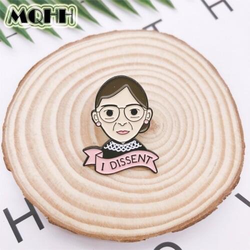 Cartoon Anime Character I DISSENT Serious Expression Female Judge Enamel Brooch Alloy Badge Punk Jewelry Bag Clothes Pin Gift