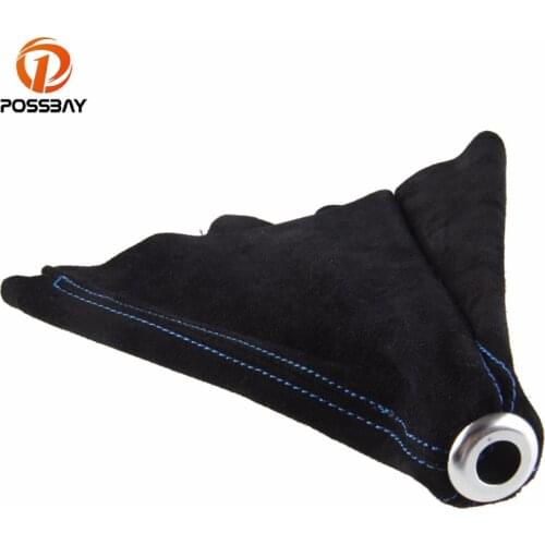 POSSBAY Black Leather Gear Stick Shift Knob Cover Boot Gaiter for Honda Toyota VW Hyundai Car Gear Shift Collars Case