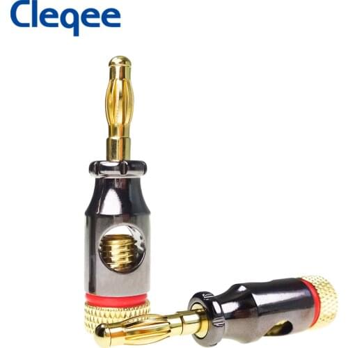 Cleqee 4mm Banana Plug Spiral Type 24K Gold Screw Stereo Speaker Audio Copper Terminal Adapter Electronic Connector
