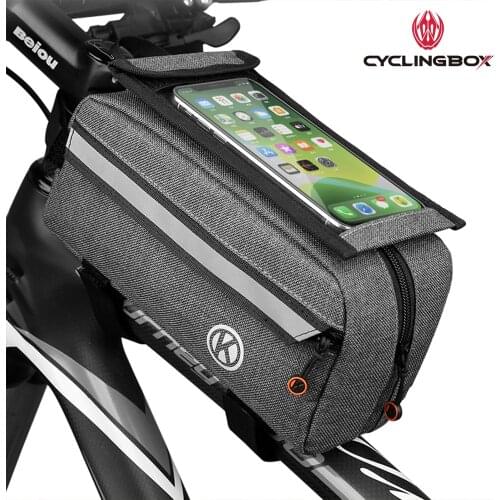 CyclingBOX Bike Bag Frame Front Top Tube Cycling Waterproof 6.4 in Phone Keen TPU Touch Screen Bag MTB Pack Bicycle Accessories