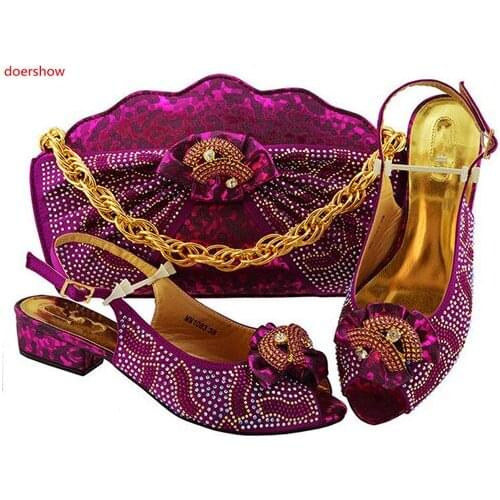 Doershow Fashion Italian Shoes With Matching Bags For Party, High Quality Shoes And Bags Set For Wedding!HWD1-27