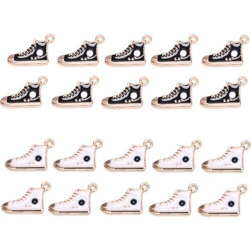 10Pcs/set Enamel Gym Sports Shoes Charms For Bracelet, Metal Sneaker Pendants Dangle Jewelry Making Findings Components