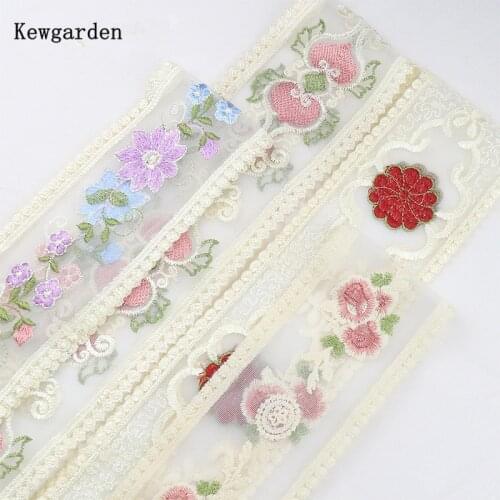 Kewgarden Embroidered Floral Lace DIY Hair Bow Accessories Ribbon Handmade Apparel Crafts Decoration Make Hairbow 11 Yards