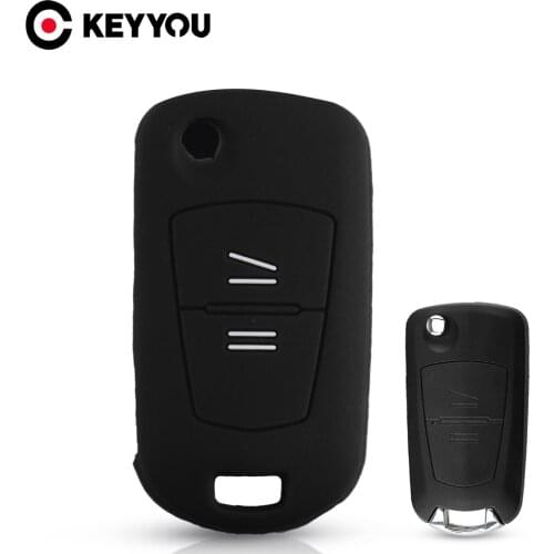 KEYYOU 2 Buttons Silicone Car Key Case For Vauxhall Opel Astra Vectra Zafira 2 Button Flip Key Fob Case Car Remote Fob Cover
