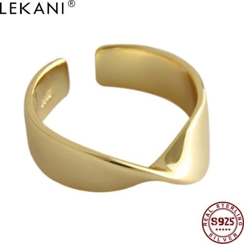 LEKANI S925 Sterling Silver Cold Wind Twisted Minimalist Opening Rings For Women Fashion Jewelry Hot Selling Christmas Day