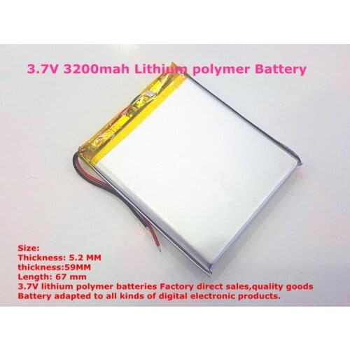 Size 525967 3.7V 3200mah Lithium polymer Battery with Protection Board For PDA Tablet PCs Digital Products Free Shipping