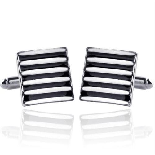 One pair popular square 1.7cm black and red enamel alloy French style mens cufflinks xyc183