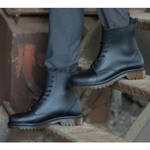 SunNY Everest men rainboots water shoes lace up boots shoes Rain boots male Martin boots non - slip cooks work garden shoe 44