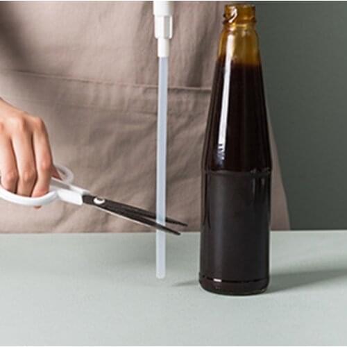 Jam Bottle Pump Sauce Dispenser Ketchup Vinegar Bottle Head Pressure Push Type Nozzle with Long Dip Tubes Kitchen Supply TS2