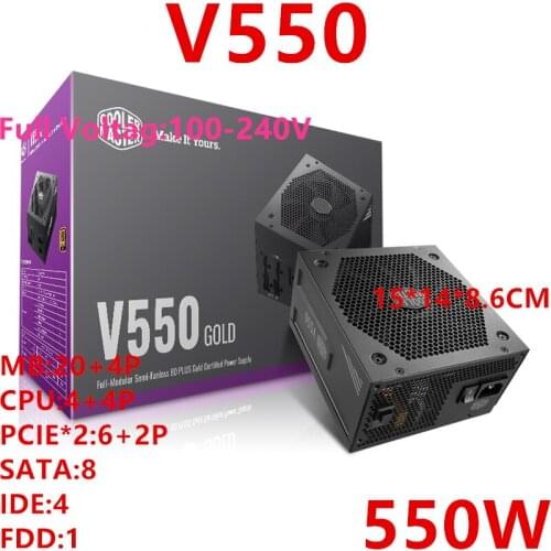New Original PSU For Cooler Master Brand ATX 80plus Gold Full Module Game Mute Power Supply 550W Power Supply V550