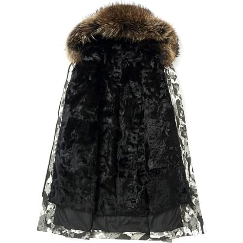 Parka Homme Winter Jacket Men Natural Wool Liner Camouflage Parkas Raccoon Fur Collar Long Coat Z1818135P MY1427