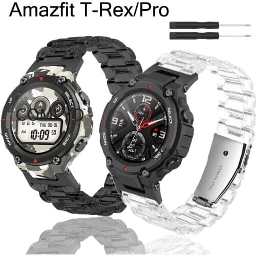 Newest Clear Belt For Amazfit T Rex Pro Smart Watch Strap Transparent Plastic Lightweight And Breathable Band With Metal Adapter