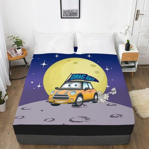 Car Cartoon Kids Elastic fitted sheet bed sheet With An Elastic Band 150x200 Mattress Cover Bed cover for children baby drag
