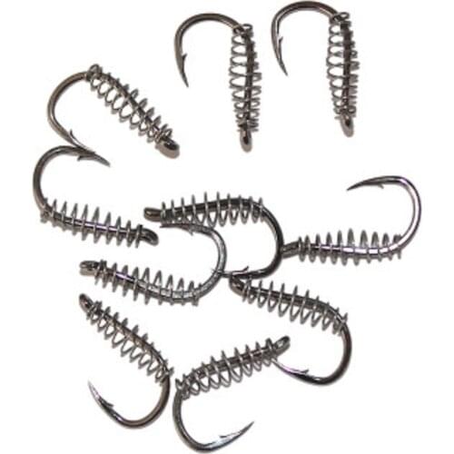 10pc Fish Hook Spring Fish Hook Catfish Carp Hook Durable High Carbon Barbed Spring Hole Easy Pull Bait Fishing Accessories