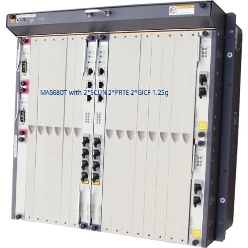 SmartAX MA5680T GPON EPON OLT, Chassis 21inches with2*SCUN main control 2*GICF 1.25g uplink, 2*PRTE DC power