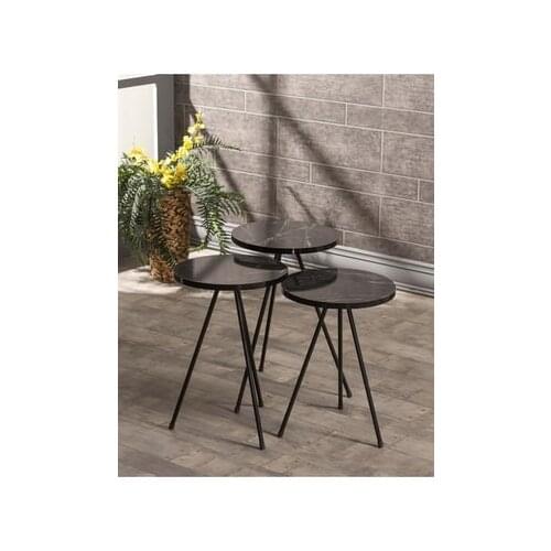 Modern Zigon coffee table 3 Pcs Metal Foot Black Marble Pattern coffee tables table basse furniture living room table
