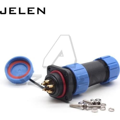 SP21 Square Panel Mount Plastic Waterproof Connector IP68 5 pin power wire connectors plug and socket