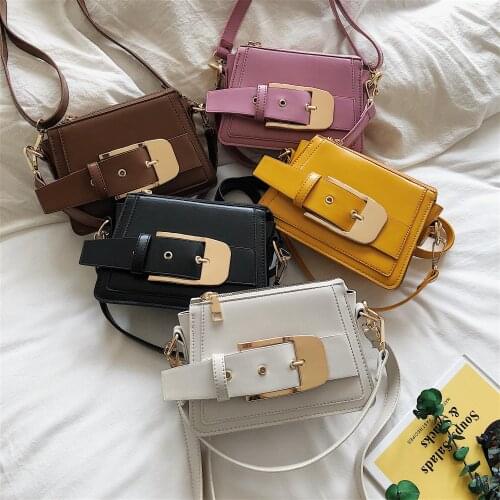Belt Buckle Pu Leather Crossbody Bags For Women 2020 MINI Travel Shoulder Messenger Handbags Female Travel Cross Body Bag