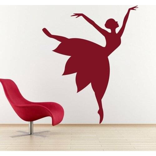 Dancer Girl Wall Sticker Mural Dress Silhouette Moon Light Dance Design Home Decor for Girls Room Artist Studio Vinyl Decal Q339