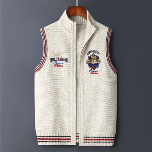 Letter Knitted Vest Sweater Men Korea Clothing Casual Sleeveless Jackets Male Pullover Kint wear Outwear Autumn 2021