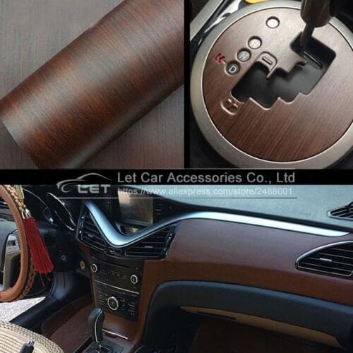 High quality Self-adhesive Vinyl Wood Grain Textured Car Wrap Car Internal Stickers Wallpaper Furniture Wood Grain Paper Film